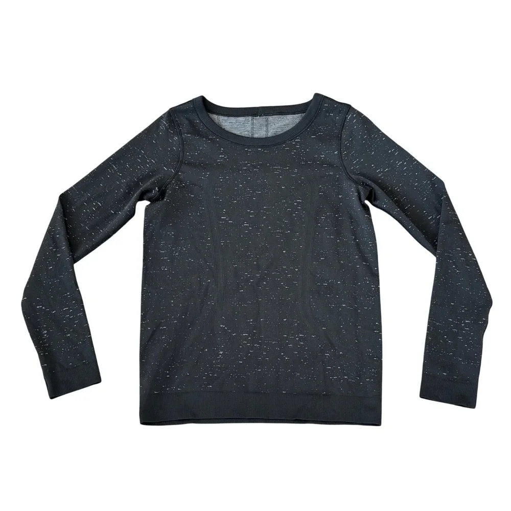 Lululemon Swiftly Tech Long Sleeve Crew Black White Speckled Space‎ Dye Top
